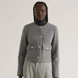 Quince Gray Blazer with Gold Buttons